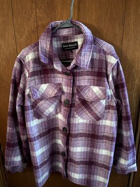 jason maxwell Pink and White Plaid Button-Up Jacket